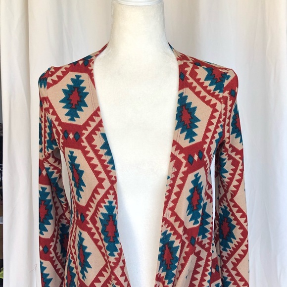 Persaya Red Tan Open Cardigan - Picture 4 of 5